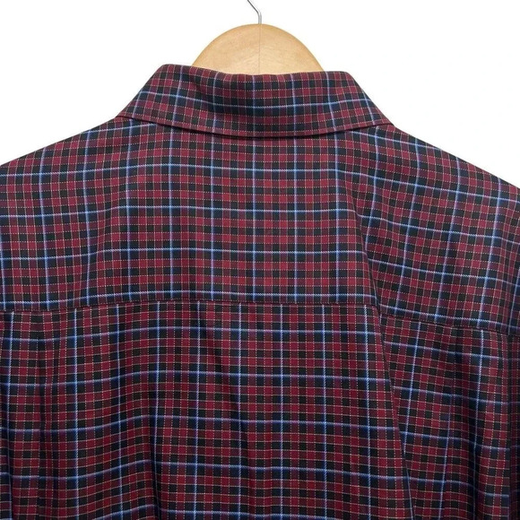 Ermenegildo Zegna Casual Button Down Shirt Red With Blue Plaid Italy Size XXL - Picture 5 of 9